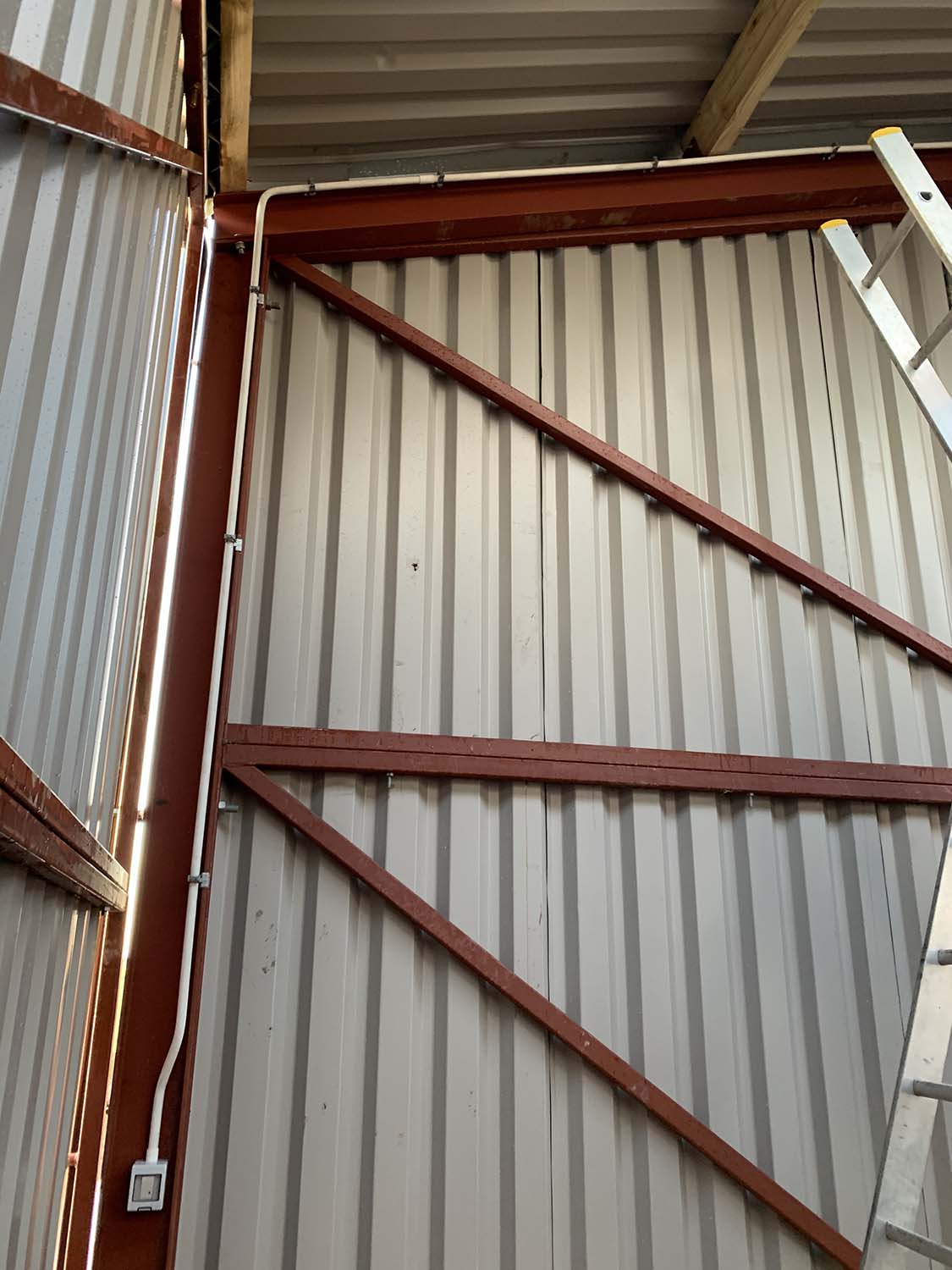Lighting system installed in steel farm building